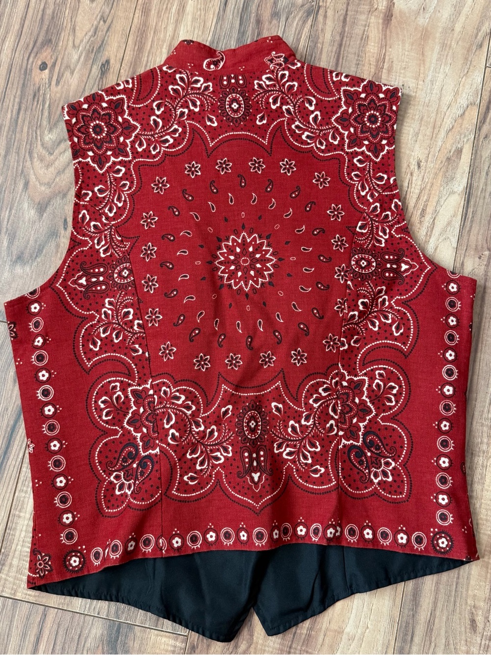 Retro Vintage Cactus Flower Bandana Print Vest Large Silver Aztec Buttons Size:M - Picture 5 of 8